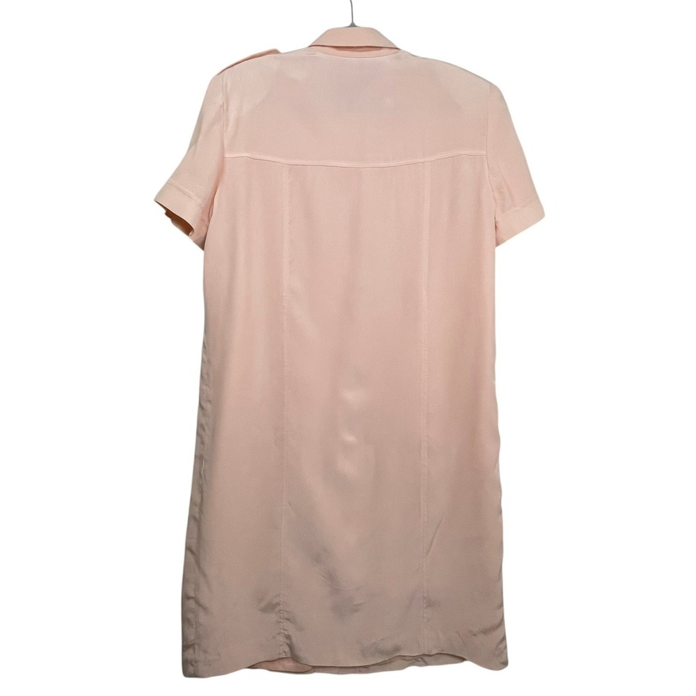 August Silk Womens Pink 100% Silk Short Sleeve Button Front Shirt Dress Size 14 - Picture 2 of 13